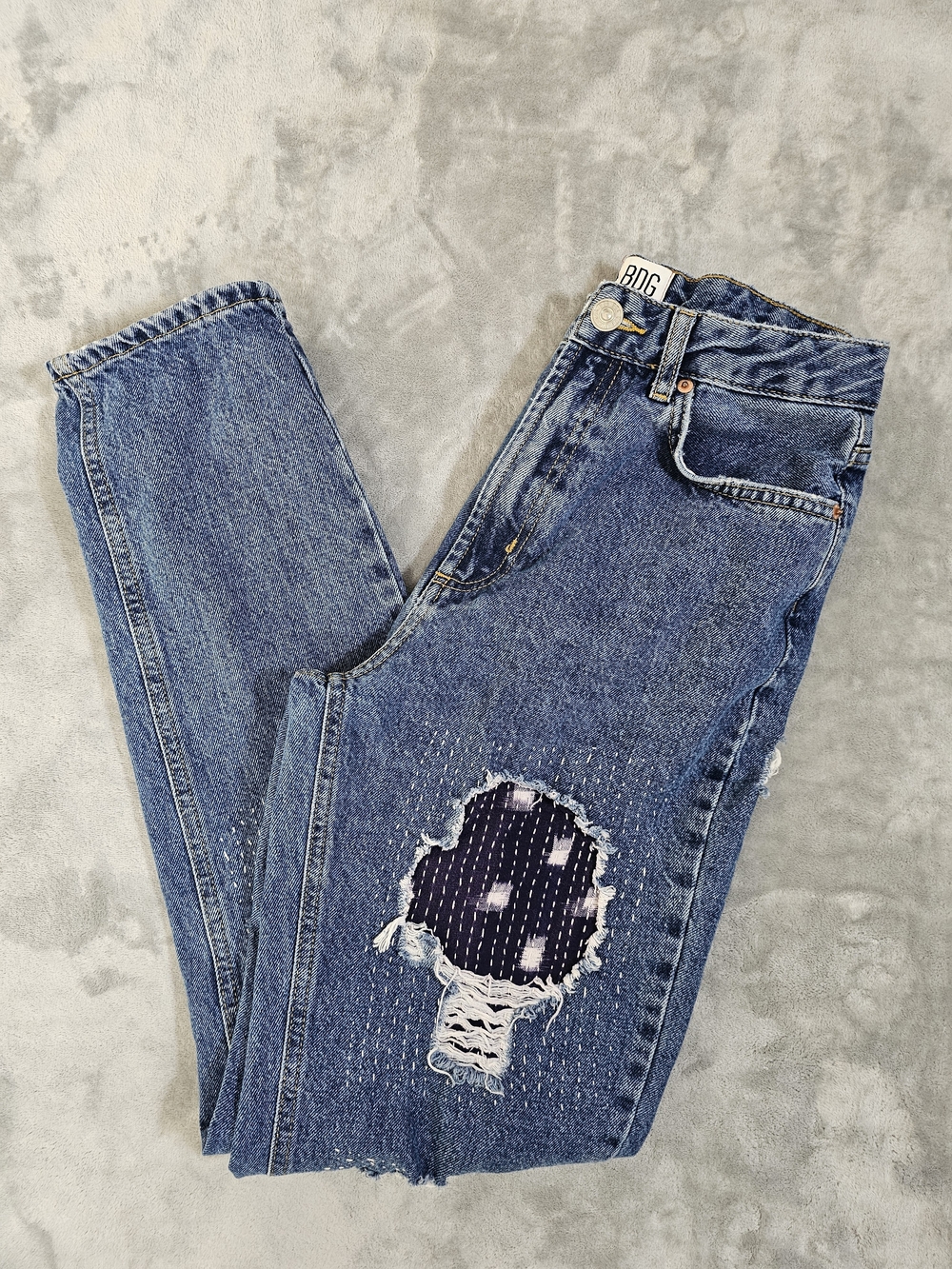BDG Urban Outfitters Distressed Patchwork Mom Jeans High‎ Rise